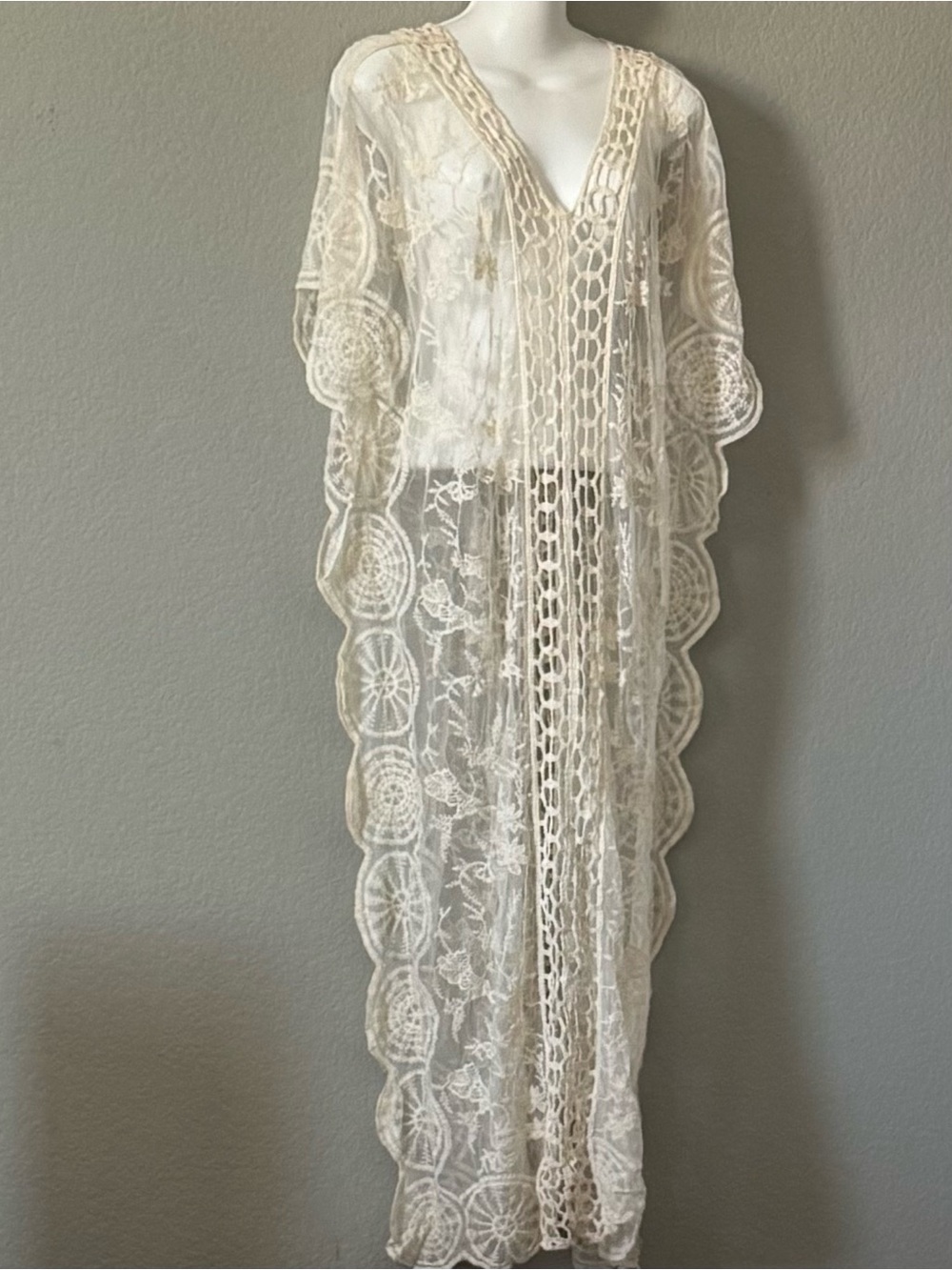 Liv Los Angeles Sheer Ivory Lace Maxi Cover-